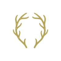 Magic natural horns golden hand drawn outline grunge texture illustration png