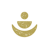 Abstract esoteric amulet with half moon and human icon minimalist decorative design grunge texture png
