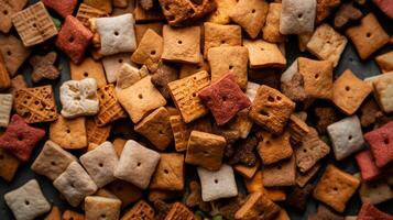Close-up view of crackers on table photo