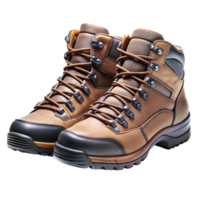 Close-Up of Leather Hiking Boots on Transparent Background png
