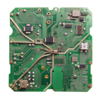 Close-Up of Green Printed Circuit Board PCB Microchip png