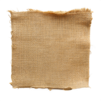 Closeup of Burlap Fabric with Frayed Edges Isolated on Transparent png