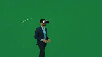 Man in VR headset with green screen background video