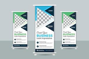 Business Roll up banner vertical template design, vector