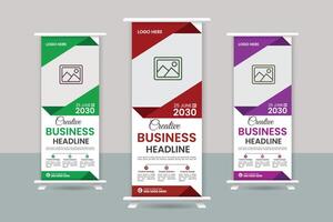 Business Roll up banner vertical template design, vector