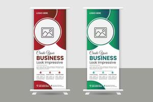 Business Roll up banner vertical template design, vector