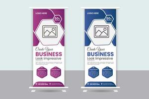 Business Roll up banner vertical template design, vector