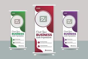 Business Roll up banner vertical template design, vector