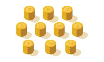 Big Collection Of Money Icons Set Hand-Drawn Isolated Design Symbol vector