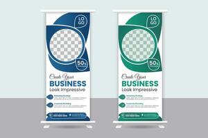 Business Roll up banner vertical template design, vector
