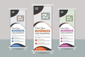 Business Roll up banner vertical template design, vector