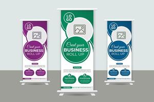 Business Roll up banner vertical template design, vector