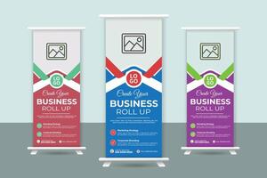Business Roll up banner vertical template design, vector