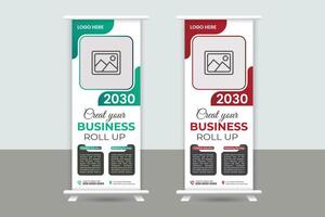 Business Roll up banner vertical template design, vector