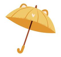 Cute umbrella with ears isolated on white background. Accessory for rain. vector