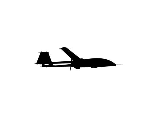 Silhouette of the UAV drone or Unmanned Aerial Vehicle, Flat Style, can use for Art Illustration, Logo Gram, Pictogram, Website, or Graphic Design Element