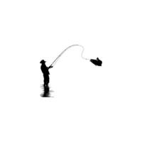 Silhouette of the Fisherman or Angler Catch Fish, can use for Art Illustration, Logo Gram, Sticker, or Graphic Design Element vector