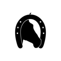 Head Horse in the Horseshoe Silhouette, Flat Style, Can use For Icon, Symbol, Logo Gram, Art Illustration, Pictogram, Apps, Website, or Graphic Design Element vector