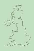 Green United Kingdom or UK map without divisions with borders on light background illustration vector