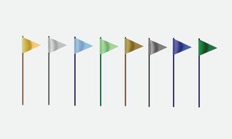 A set of colorful triangular flags on stick for playground field setting illustration vector