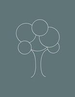 A white tree logo with circles on dark background illustration vector