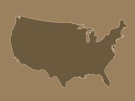 Brown or golden united states of America map with borders without different states on dark background illustration vector
