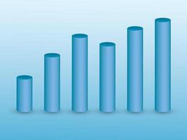 3D blue bars on blue background for showing growth and value in info graphic business template vector