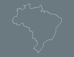 Brazil map with single white line border illustration vector