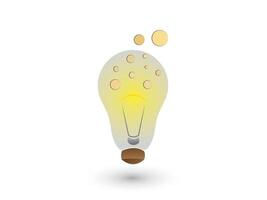 Idea bulb light is on with spreading bubbles illustration vector