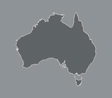 A black and white Australia map with single border line on dark background illustration vector