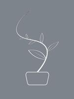 A small white plant growing on a flowerpot stand on dark background illustration vector