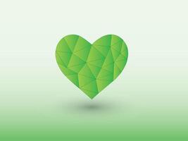 Green polygon heart shape of making love with shadow on light background illustration vector