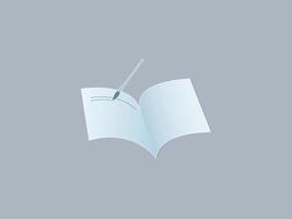 A light blue open notebook with writing pen logo on dark background for storing knowledge and data illustration vector