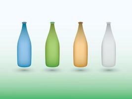 A set of colorful bottles made with glass on light background illustration vector