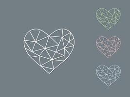 A set of light color geometric heart shapes of making love with shadow on dark background illustration vector