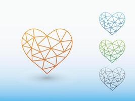 A set of colorful geometric heart shapes of making love with shadow on light background illustration vector