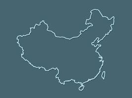 Blue China map with single border line of the whole country on dark background illustration vector