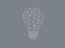 A white geometric idea bulb light on dark background for creativity illustration vector