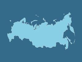 Blue cool and simple whole and complete Russia map with outlines on dark background illustration vector