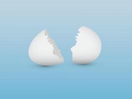 A white broken eggshell on blue background illustration vector