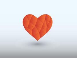 Red low poly heart shape of making love with shadow on light background illustration vector