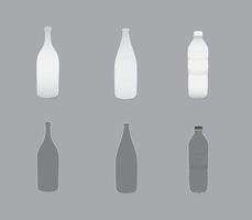 A set of white bottles of different shapes on black background illustration vector