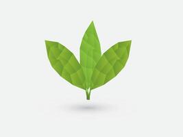 Low poly three green leaf on white background illustration vector