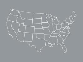 A map of united states of America with white lines with shading on gray background illustration vector