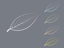A set of light color leaf logos with shadow on dark background illustration vector