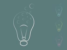 A set of Idea bulb lights with spreading bubbles on dark background illustration vector