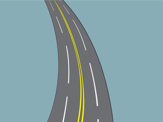 A long curvy asphalt highway road to drive long distance in cool weather illustration