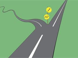 A two way asphalt road with straight path and curvy path with directions for comparison illustration vector