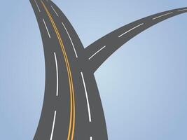 A two way asphalt highway where small connecting road with main lane illustration vector
