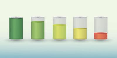 A set of recharge battery icons with different charge levels with colors illustration vector